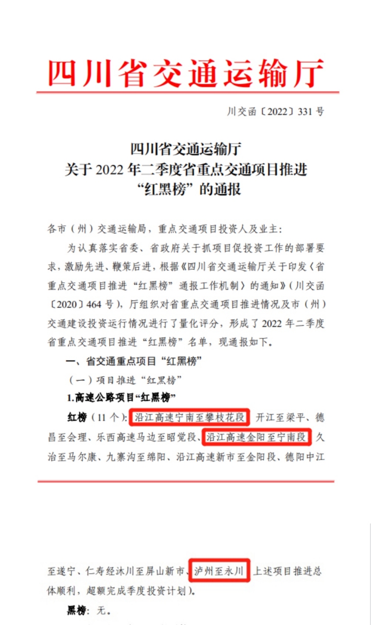 喜讯！蜀道高速集团三个高速公路项目进入2022年二季度省交通重点项目推进“红榜”(1).jpg